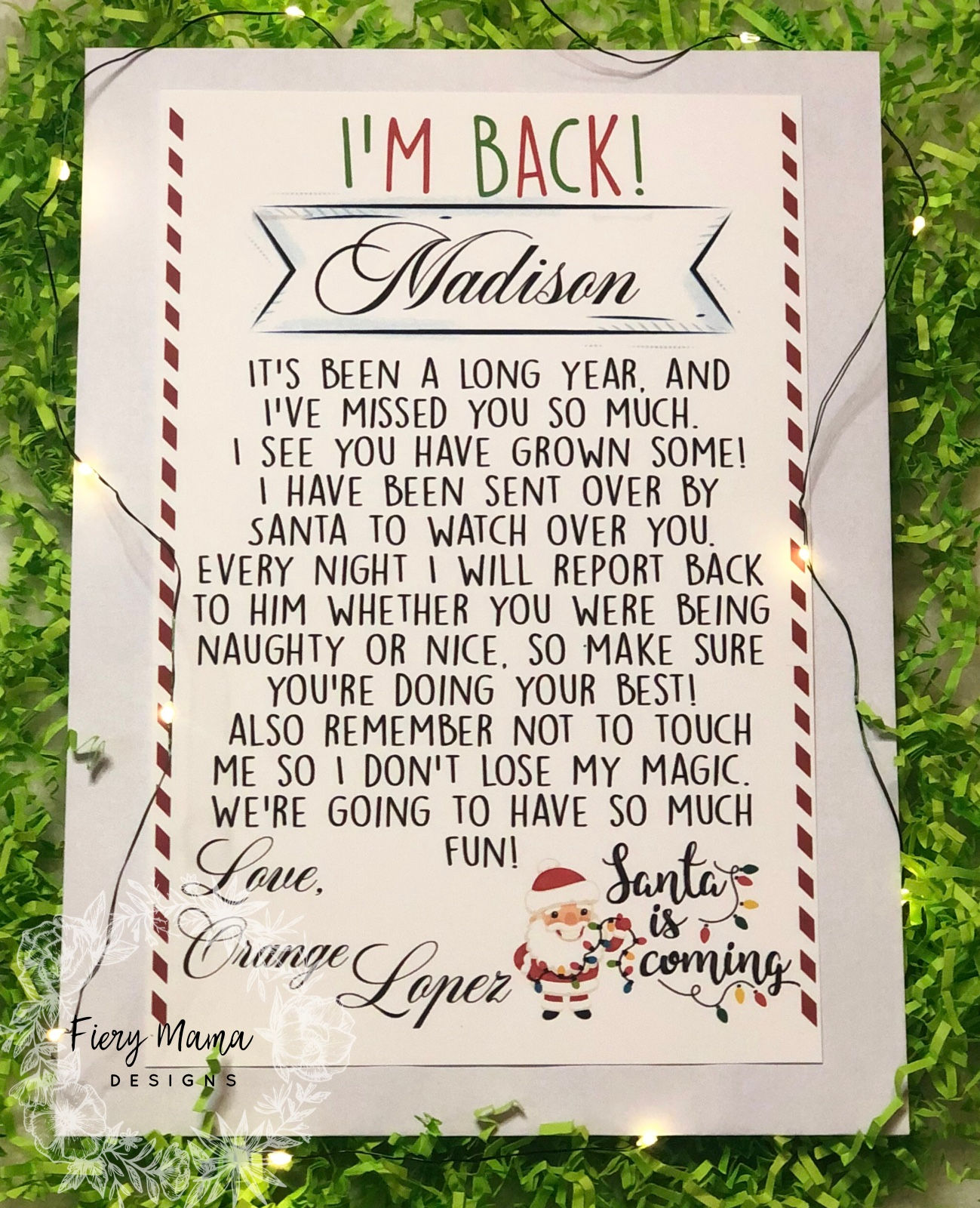 Personalized Elf Return Letter