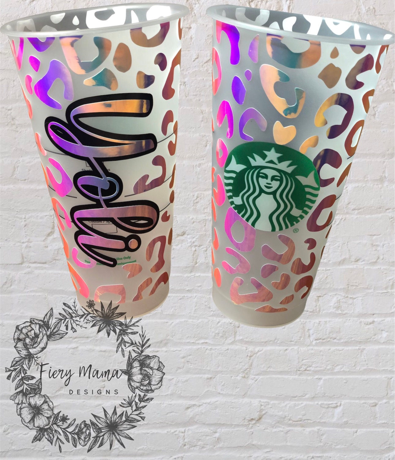Holographic Leopard Print Starbucks Reusable Cold Cup 