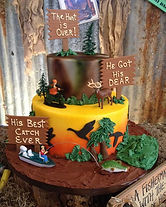 Nature lovers grooms cake. Fishing & hunting.