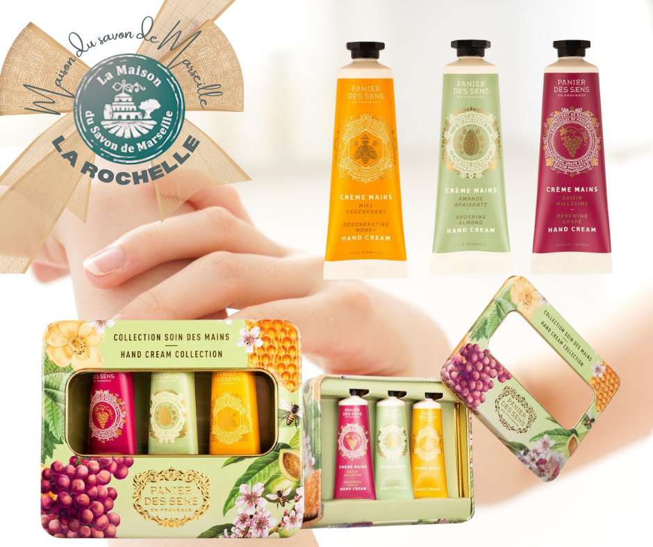 Coffret 3 Crèmes Mains - Amande, Miel et Raisin