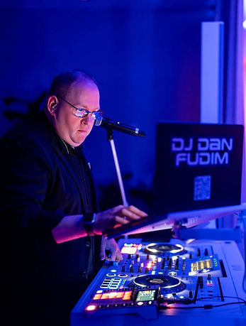 “DJ Dan Fudim performing at a Private VIP event, showcasing professional DJ services with vibrant lighting and premium equipment — top-rated NY wedding DJ, NYC DJ services, CT wedding DJ, and Hudson Valley Wedding DJ.”