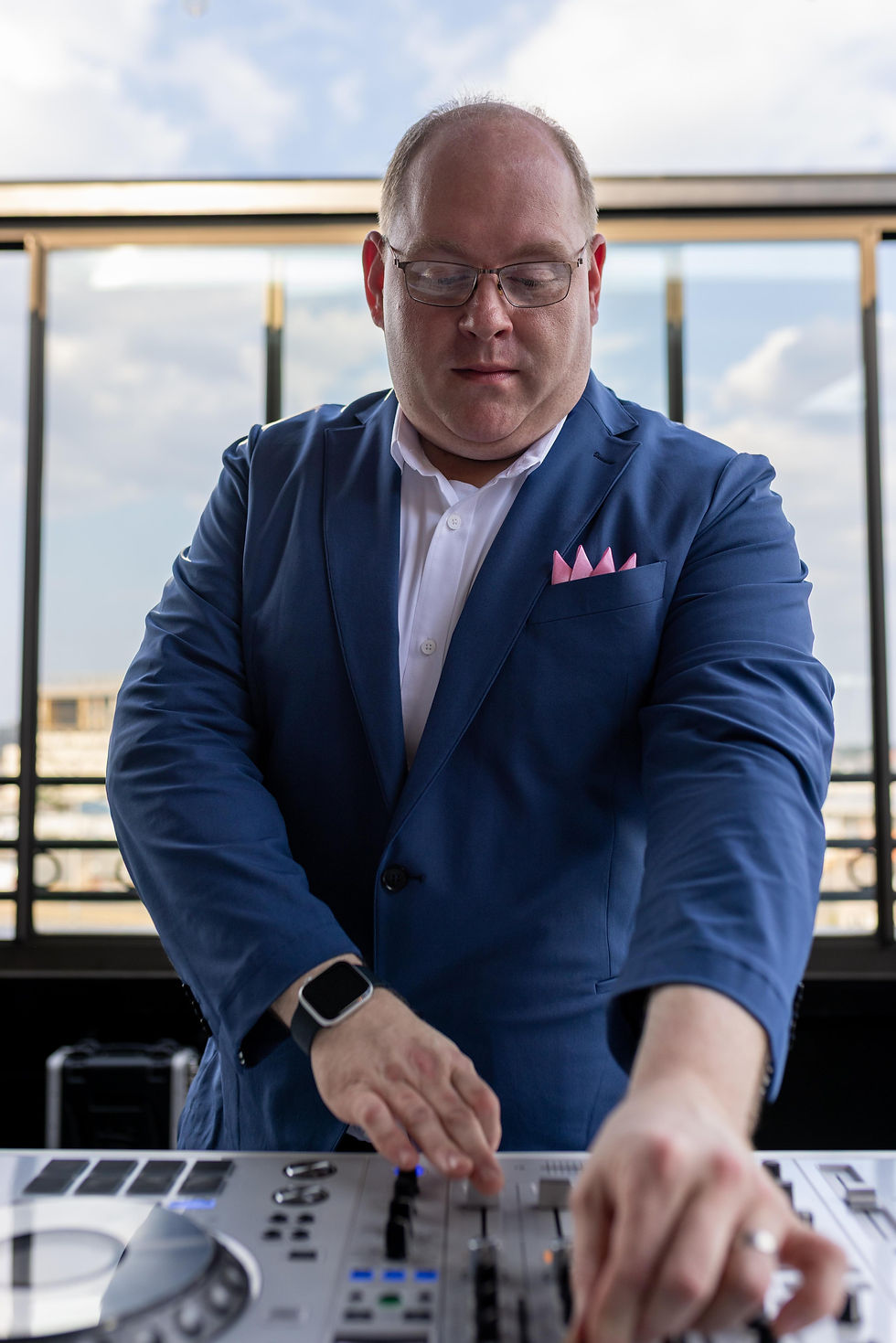 DJ Dan Fudim mixing music at the Box House Hotel