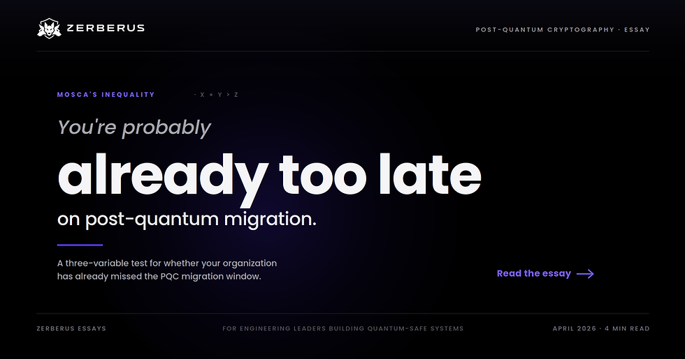 Mosca's Inequality: The Formula That Tells You If You're Already Too Late on Post-Quantum Migration