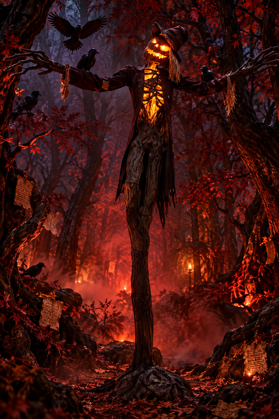 Pumpkin Scarecrow in the Crimson Mist.png