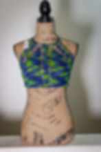 Seahawks Themed Crop Top with Back Ties Front View