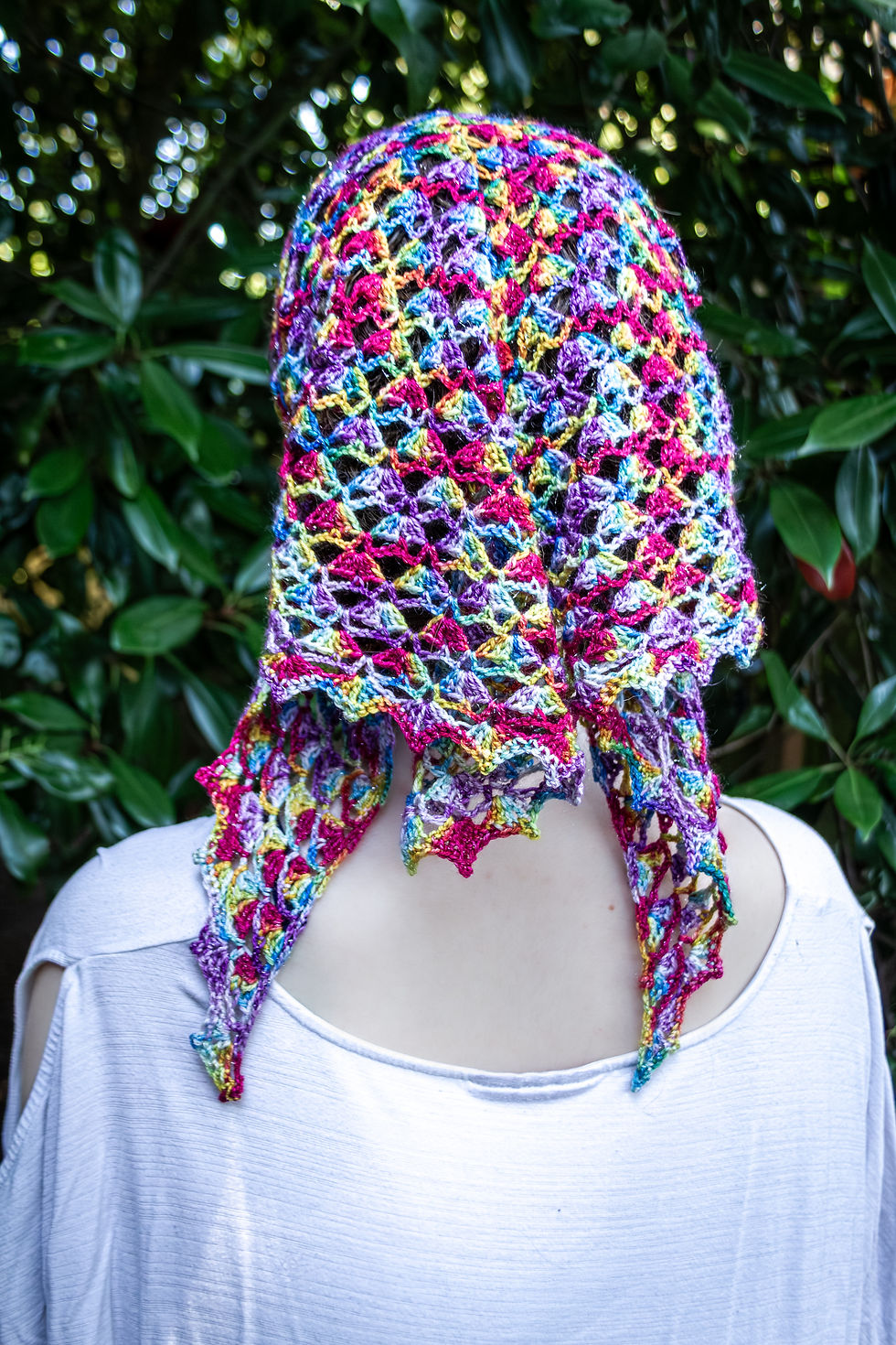 Sparkly Rainbow Hair Scarf Back View