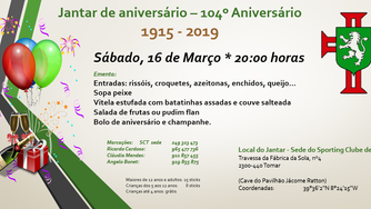 Jantar do 104º aniversário do SCT
