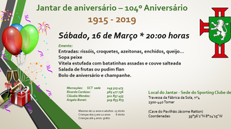 Jantar do 104º aniversário do SCT