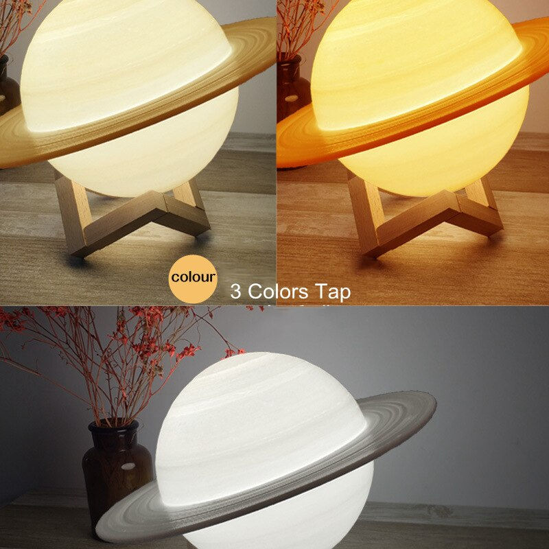 Thumbnail: Rechargeable 3D Print Saturn Lamp Like Moon Lamp Night Light for Moon Light