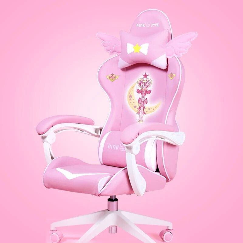 Pink Magic Gaming Chair Girl Game Competitive Rotating Chair Home Liftable