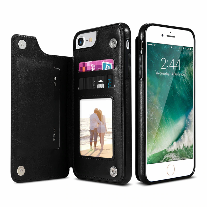 Thumbnail: Retro PU Leather Case for iPhone X 11 6s 7 8 Plus XS 5S Multi Card Holder