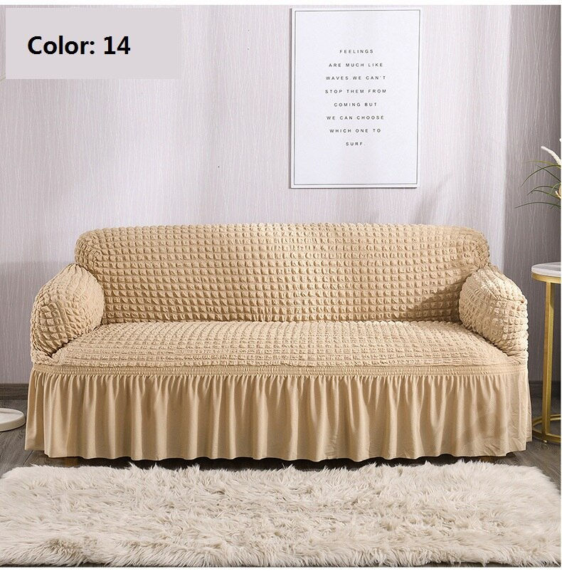 Thumbnail: Solid Color Elastic Sofa Cover for Living Room Printed Plaid Stretch Sectional