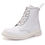 Thumbnail: Soft Split Leather Women White Ankle Boots Motorcycle