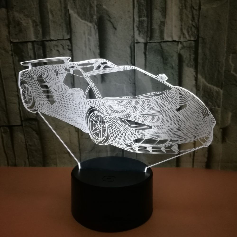 Creative Acrylic Sports Car 3d Led Night Light Led Seven Colors Color Change