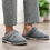 Thumbnail: Men Suede Gingham Short Plush Indoor Shoes Non Slip Cozy Velvet Waterproof Fur