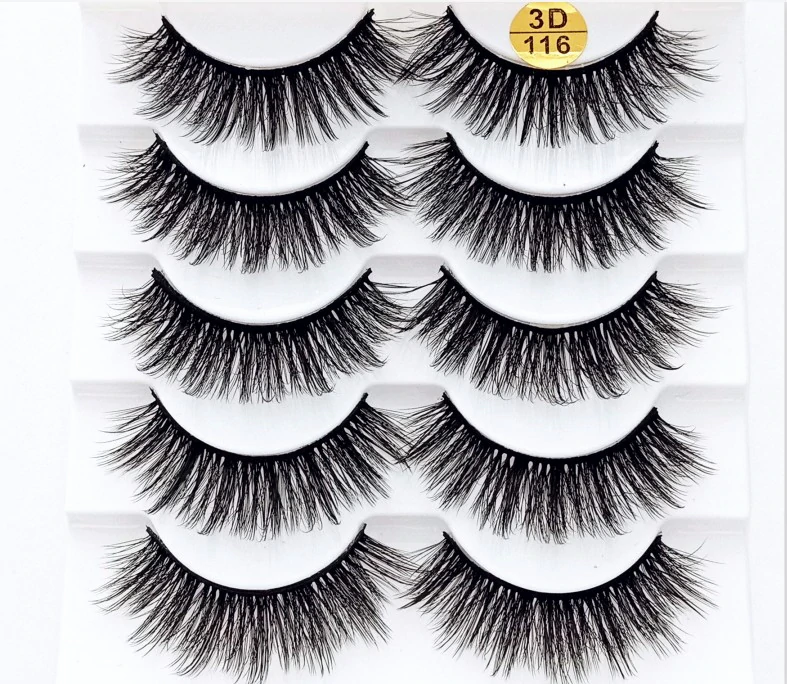 Thumbnail: 5 Pairs Mink Eyelashes 3D False Lashes Thick Crisscross Makeup Eyelash Extension