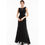 Thumbnail: Black Lace Scoop Neck Long Evening Dress Sleeveless