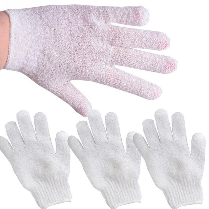 Thumbnail: 2 Pairs (4pcs) White Scrub Massage Exfoliating Spa Body Scrubber