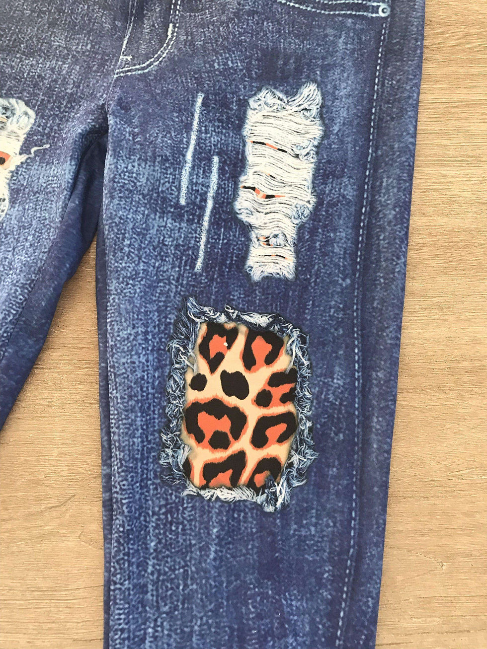 Thumbnail: Leopard Patch Jean Yoga Band - REMOVE
