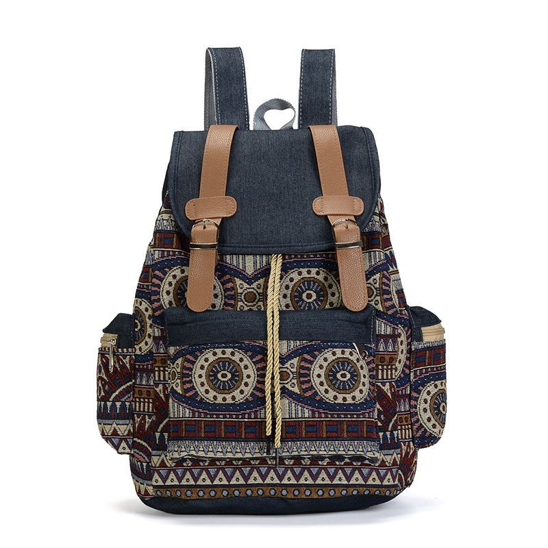 Thumbnail: High Quality Women Canvas Vintage Backpack Ethnic Backpacks