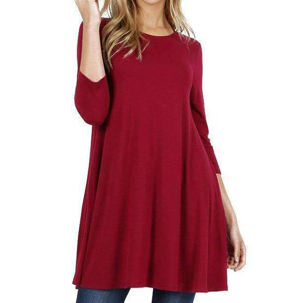 Thumbnail: Swing Tunic With Pockets, 3/4 Sleeve (9 Colors)