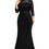 Thumbnail: Plus Size Lace Mermaid Long Evening Dress Elegant 3/4 Sleeve Gowns With Sashes