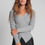 Thumbnail: Light Gray Ribbed Wrap Sweater With V-Neck