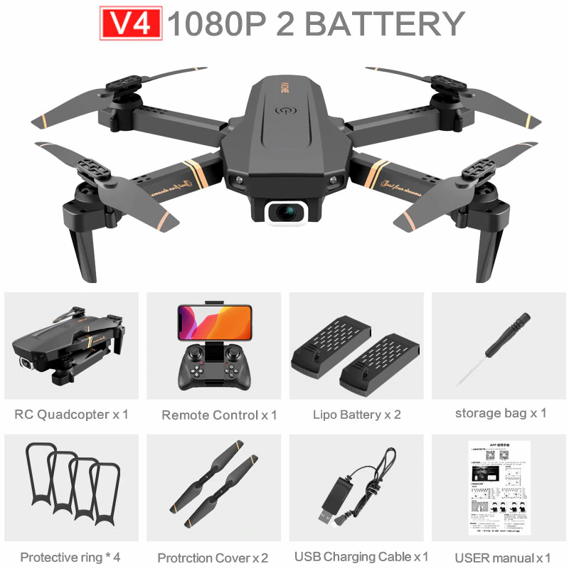 Thumbnail: V4 Rc Drone 4k HD Wide Angle Camera 1080P WiFi Fpv Drone Dual