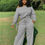 Thumbnail: Long-Sleeved Tops Empty Loose Wide-Leg Pants Two-Piece