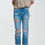 Thumbnail: Mid Wash Denim Ripped Straight Jeans