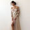 Thumbnail: Off-Shoulder Floral and Champagne Tulle Dress  #1176
