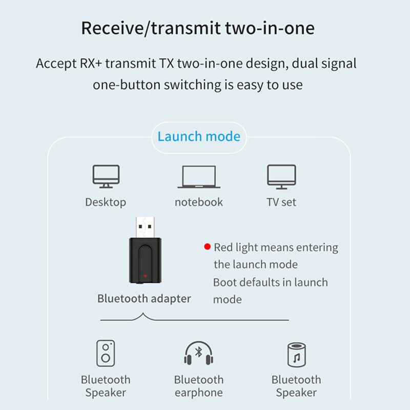 Thumbnail: Bluetooth 5.0 Audio Receiver Transmitter 2In1 RCA 3.5mm AUX Jack Hifi Stereo USB