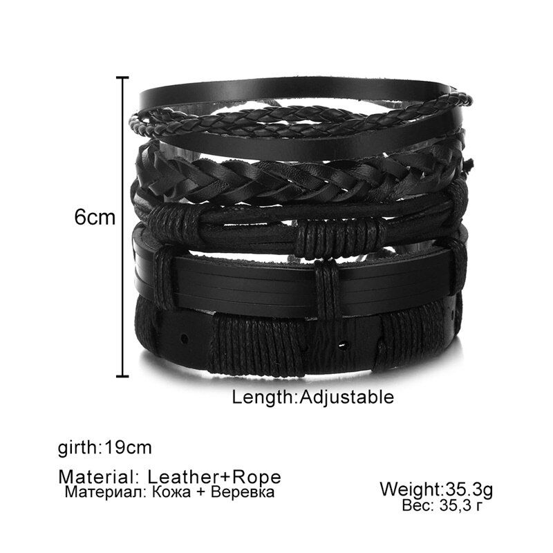 Thumbnail: Vintage Leaf Feather Multilayer Leather Braided Handmade Star Rope Wrap