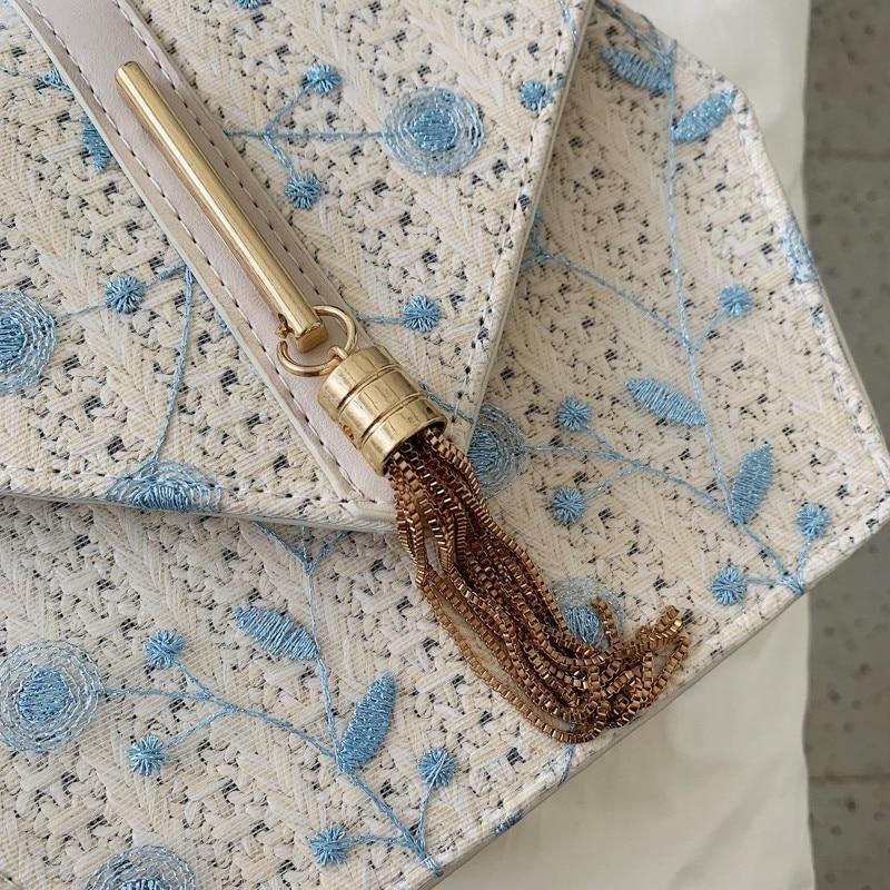 Thumbnail: Hexagon Style Straw Lace Embroidery Bag
