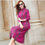 Thumbnail: Elegant Knitted Patchwork Gradient Pink Pleated One-Piece Sweater Dress