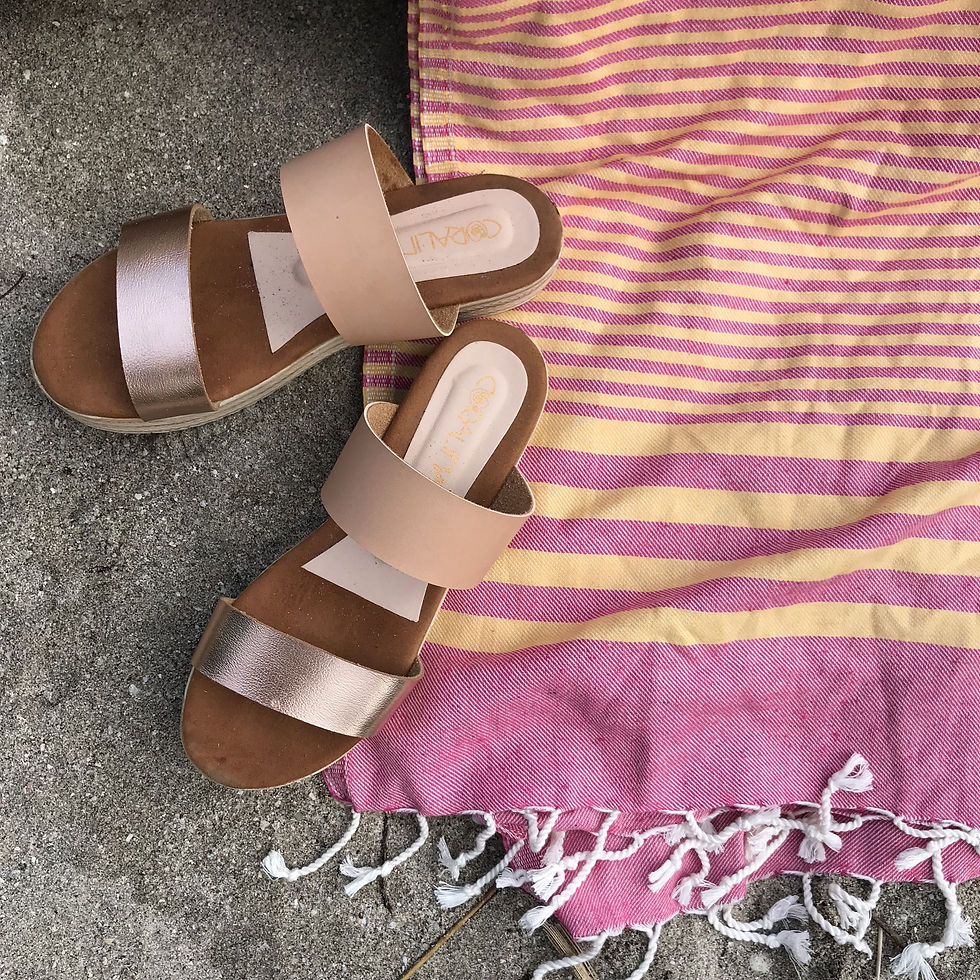 थंबनेल: Fethiye Striped Towel - Pink