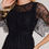 Thumbnail: Black Long Evening Dress Cheap Scoop Neck Short Sleeves Lace Wedding Party