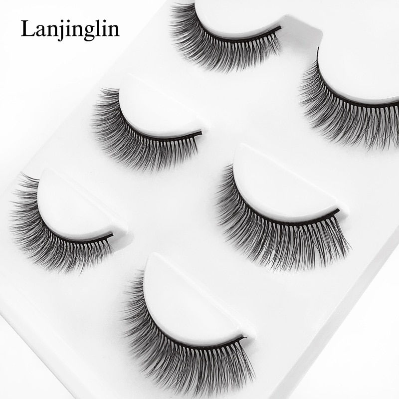 Thumbnail: 3 Pairs Mink Eyelashes Natural False Eyelashes 3D Mink Lashes Makeup Soft