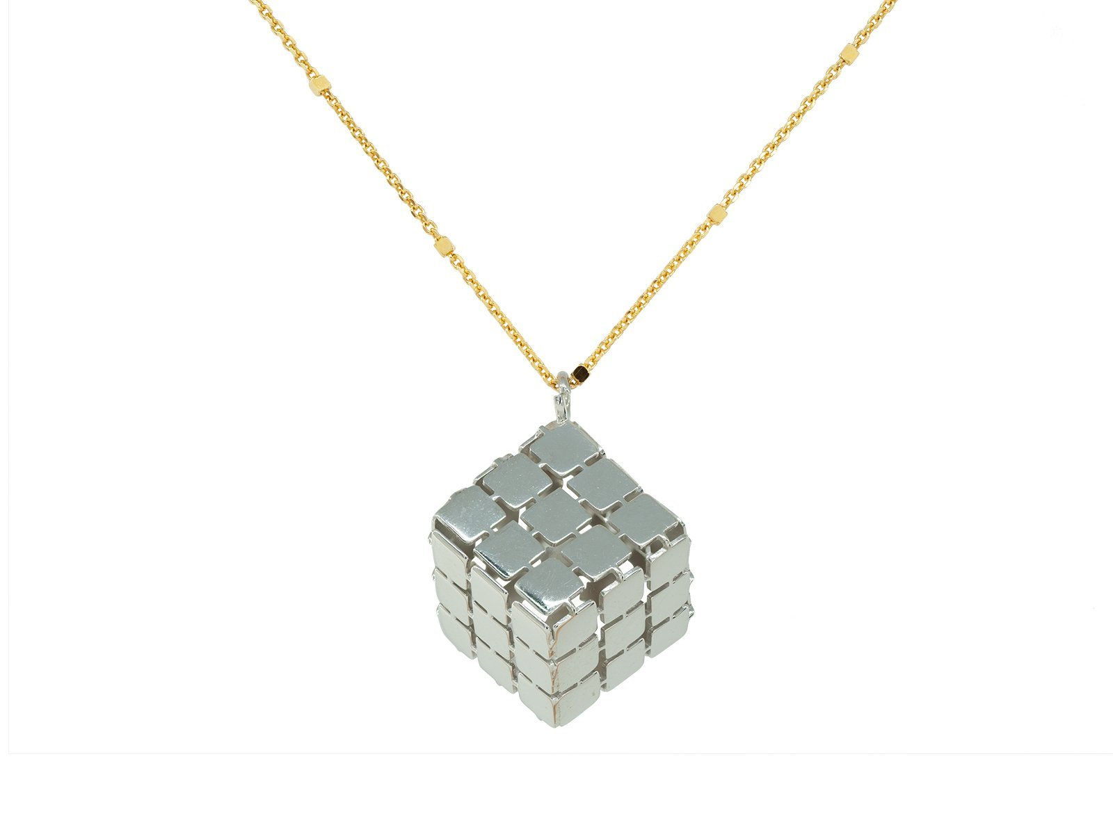 Silver Rubik's Cube Necklace