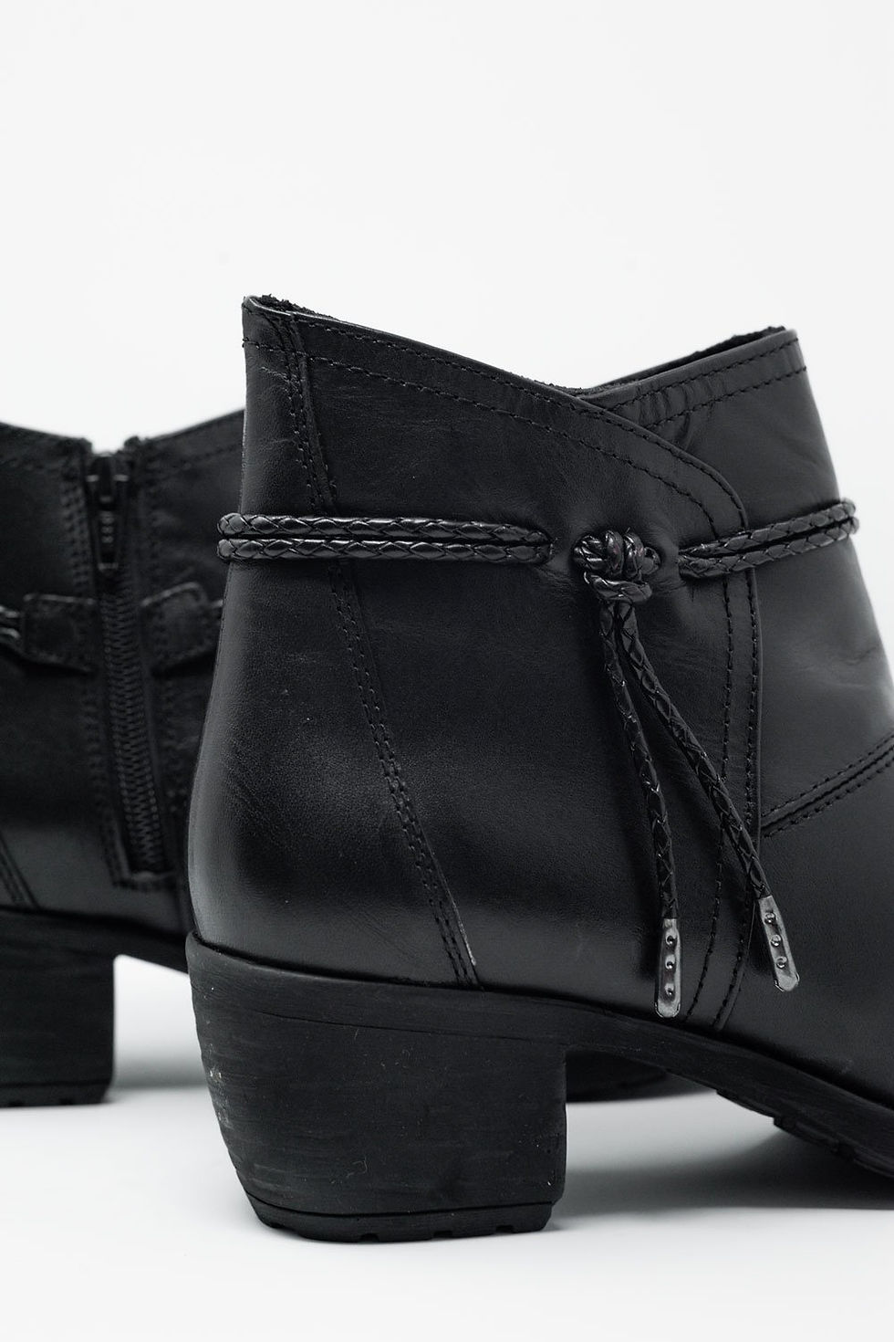 Thumbnail: Black Blocked Mid Heeled Ankle Boots