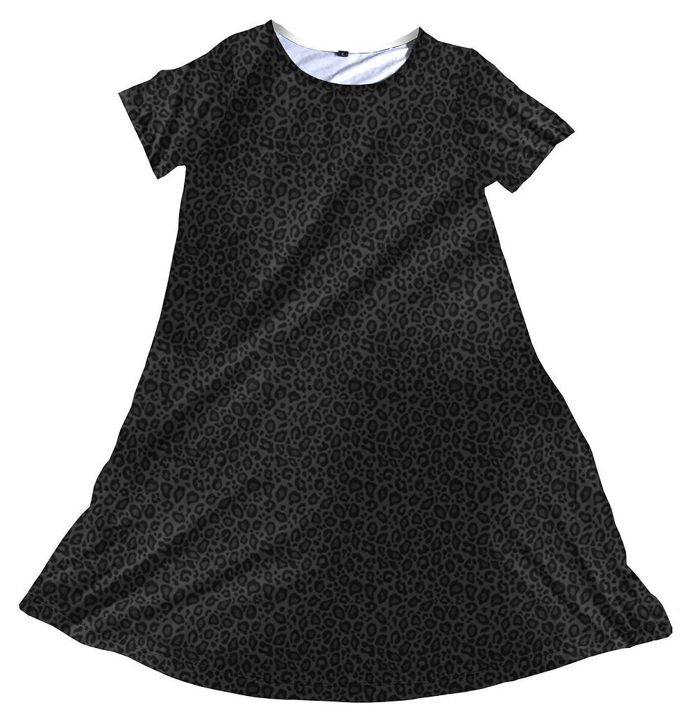 Thumbnail: Black Leopard Short Sleeve Charley Dress