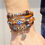 Thumbnail: Vintage Leaf Feather Multilayer Leather Braided Handmade Star Rope Wrap
