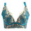 Thumbnail: Bra Wire Free Embroidery Push Up Adjustable a B C 3/4 Cup Deep-V Bras