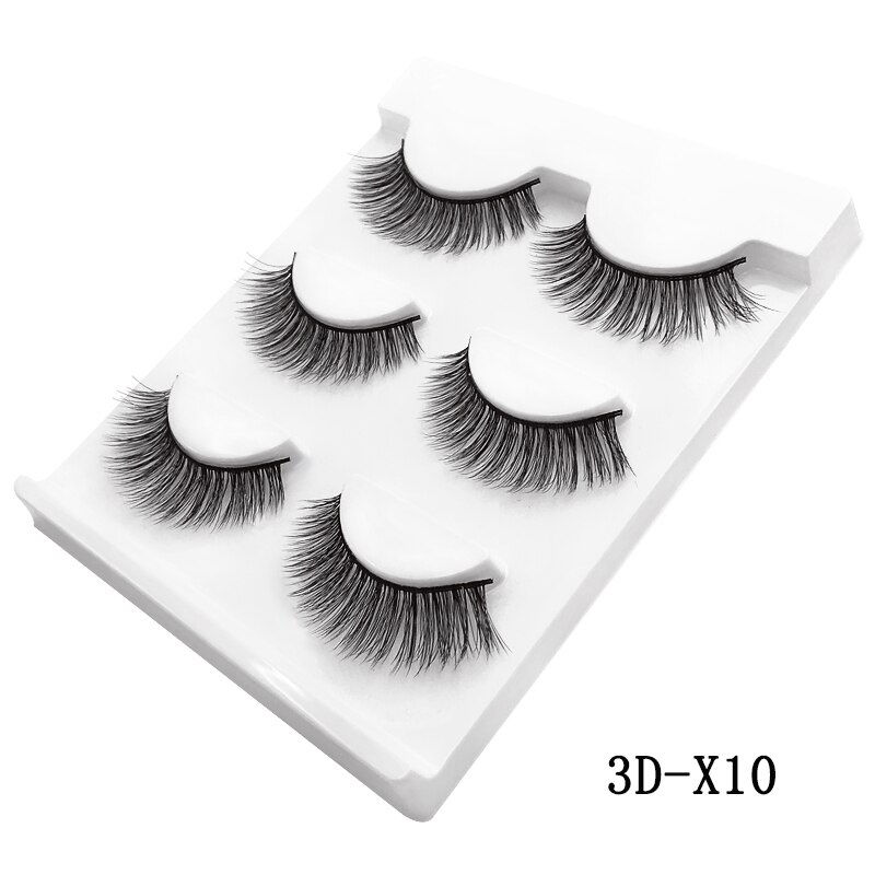 Thumbnail: 3 Pairs Natural False Eyelashes Thick Makeup Real 3d Mink Lashes Soft Eyelash