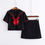 Thumbnail: for School Girls Black Cute Sailor Top Pleated Skirt Full Sets Cosplay