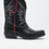 Thumbnail: Black Western Knee Boots With Red Detail