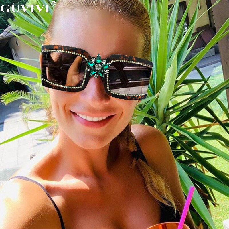 Thumbnail: Rectangle Diamond Rhinestone Vintage Sunglasses Square Retro Men UV400