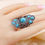 Thumbnail: Kinel Luxury Antique Ring for Women Vintage Look Blue Resin Bohemian Silver