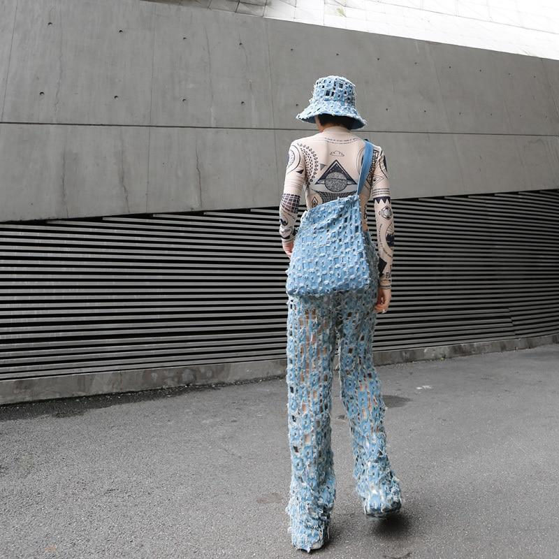Thumbnail: Kaoru High Waist Destroyed Denim Wide Leg Pants