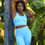 Thumbnail: Mesh Seamless Legging With Ribbing Detail - Blue